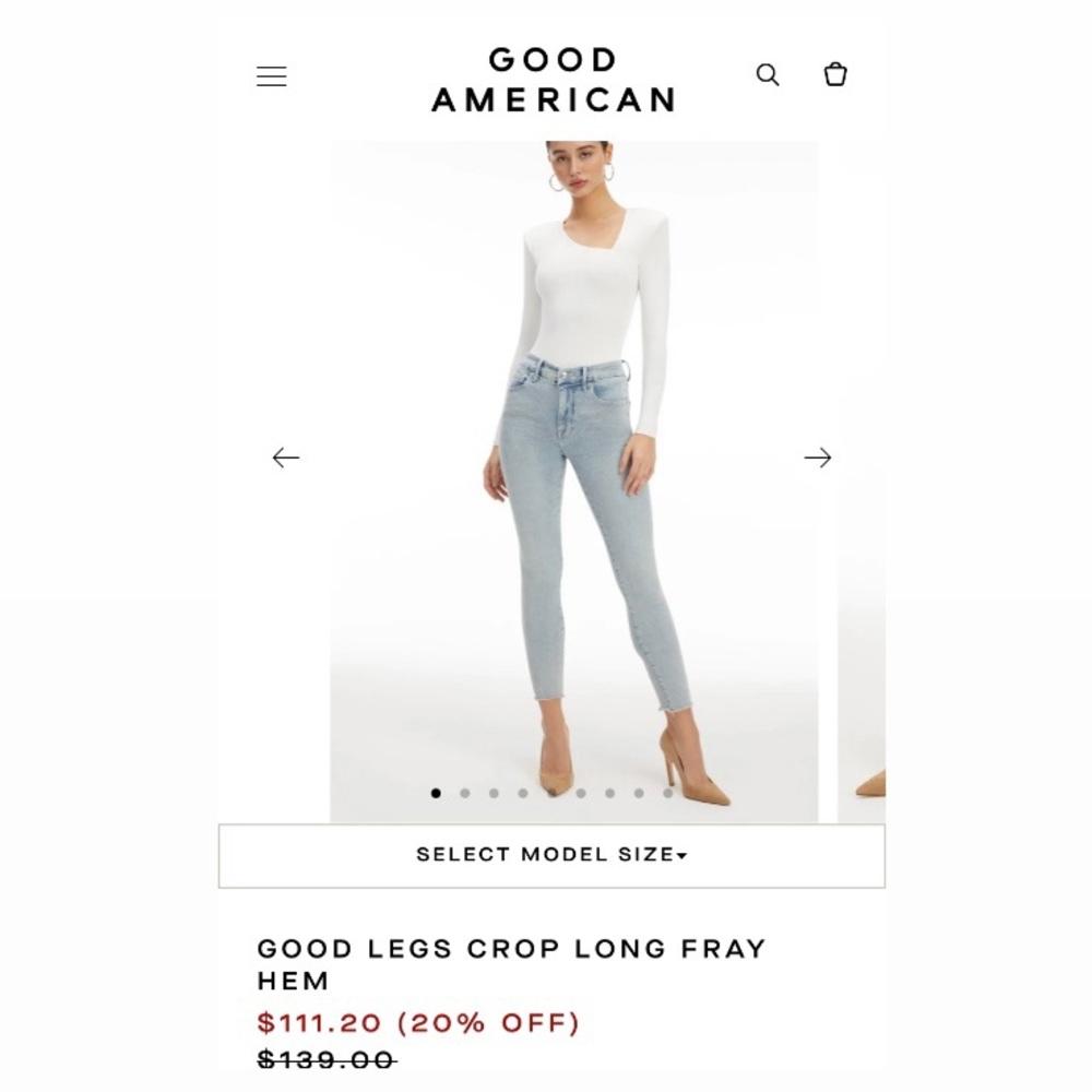 GOOD AMERICAN GOOD LEGS CROP LONG FRAY HEM